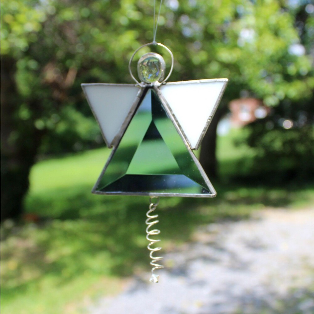 Angel Sun Catcher glass metal white blue star window decor suncatcher